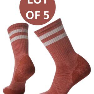 Smartwool Athletic Stripe Unisex Crew Socks Bundle of 5 Dusty Cedar Size Small